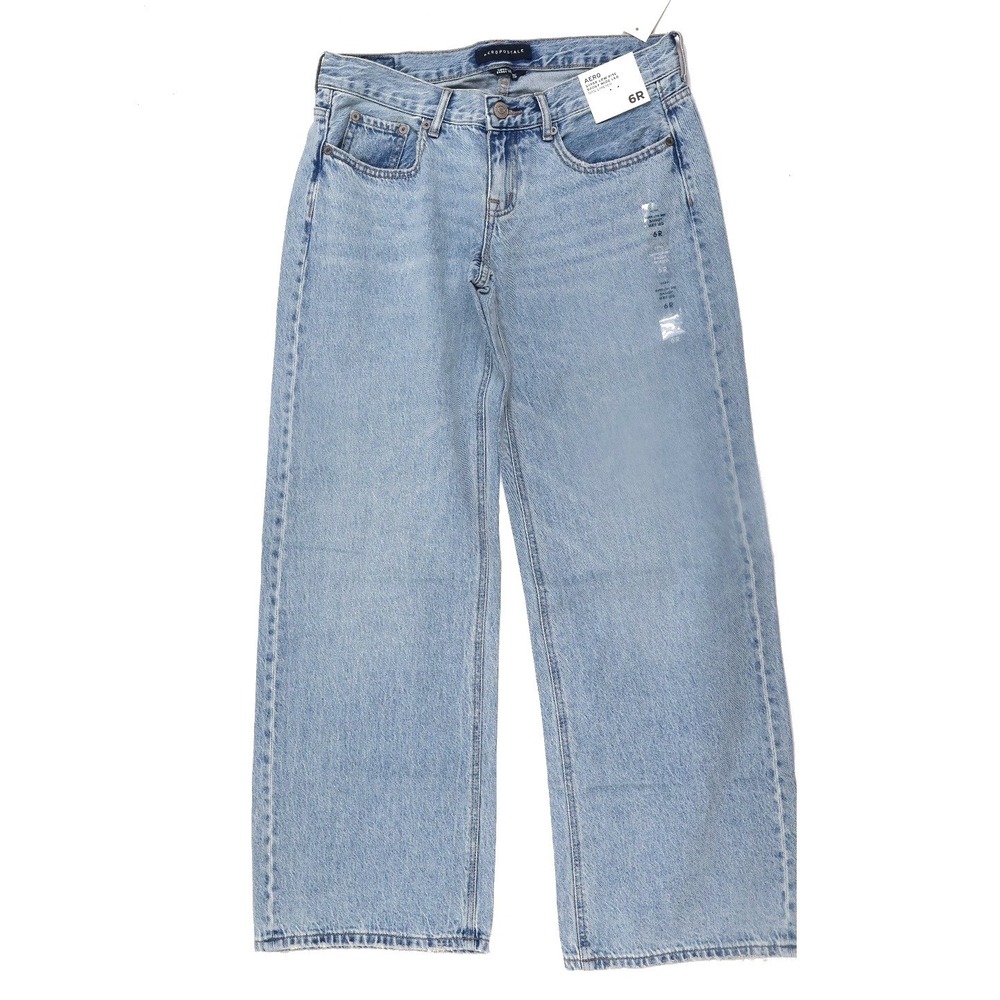 Aeropostale Jeans Super Low Rise Baggy Wide Leg Light Wash 6R NWT $64.95